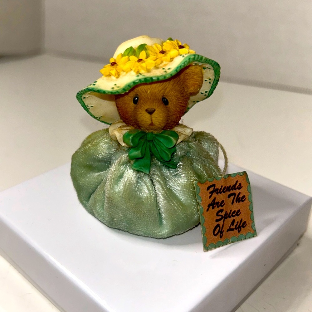 Cherished Teddies figurine “friends are the spice of life” green plush resin